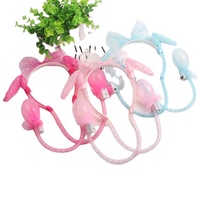 Chapeau de fête dynamique à oreilles de lapin en maille et gaze, avec lumière LED, cadeau