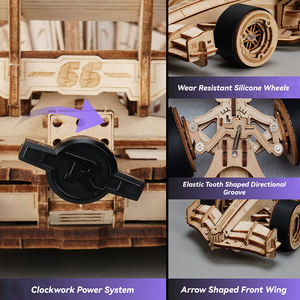 Robotime <span class=keywords><strong>Rokr</strong></span> DIY <span class=keywords><strong>Bois</strong></span> Artisanat À La Main Assemblé Jouets LK505 F1 Racing Modèle De Voiture En <span class=keywords><strong>Bois</strong></span> 3D Puzzles - Product Image 4