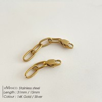 Chaîne d'extension EMANCO en acier inoxydable style minimaliste, maillons géométriques trombone, fermoir mousqueton, accessoire pour collier