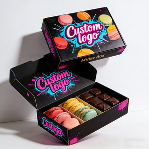 Boîte cadeau de luxe en carton ondulé gaufré personnalisé pour desserts, brownies, biscuits, macarons - Product Image 4