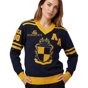 เสื้อคาร์ดิแกนวินเทจคุณภาพสูงสไตล์มหาวิทยาลัย แขนยาวลำลองสำหรับผู้หญิง กระดุมสองแถว ถักนิตติ้ง เหมาะสำหรับฤดูหนาว - Product Image 1