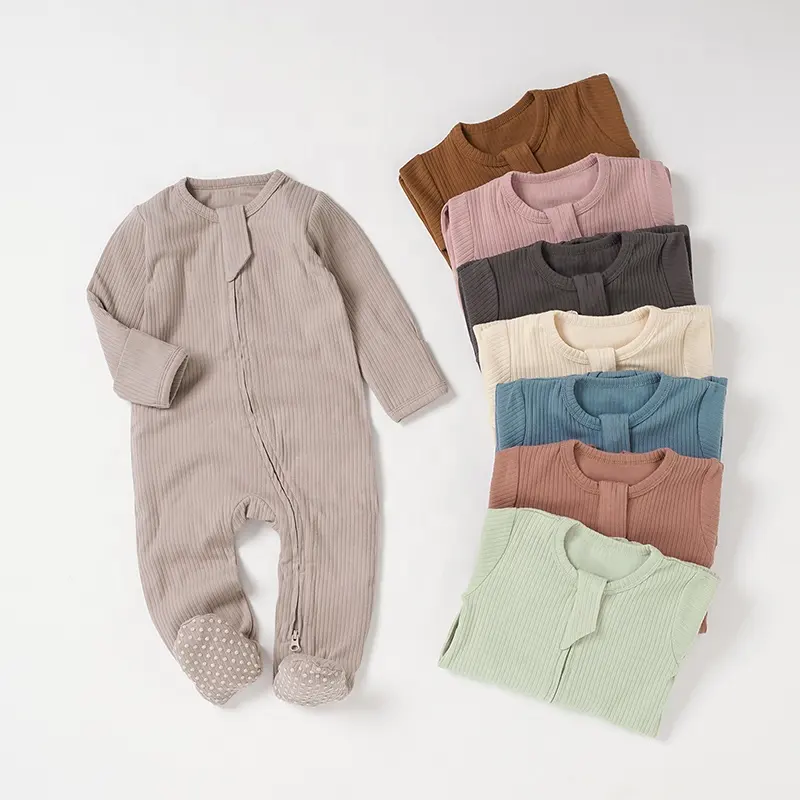 Wholesale Organic Cotton Baby Rompers Long Sleeve Baby Jumpsuit Autumn Pajamas Soft and Eco-friendly Bodysuit