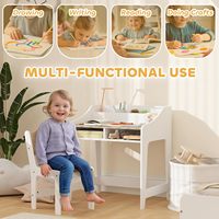 Ensemble de chaise et bureau pour enfants modernes, bureau d'étude réglable avec étagères de rangement, table d'écriture en bois naturel pour enfants pour le salon