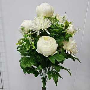 Bouquet de fleurs artificielles en soie faites à la main, réalistes, 9 têtes, pivoines et lys, pour la rentrée scolaire, les arches de mariage, la décoration de la maison et du <span class=keywords><strong>jardin</strong></span>, doux au toucher - Product Image 6