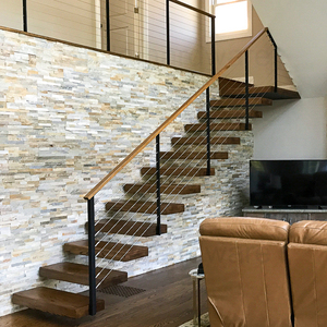 Rampe d'escalier intérieure en <span class=keywords><strong>métal</strong></span> avec main courante en <span class=keywords><strong>bois</strong></span> sur le dessus - Product Image 4