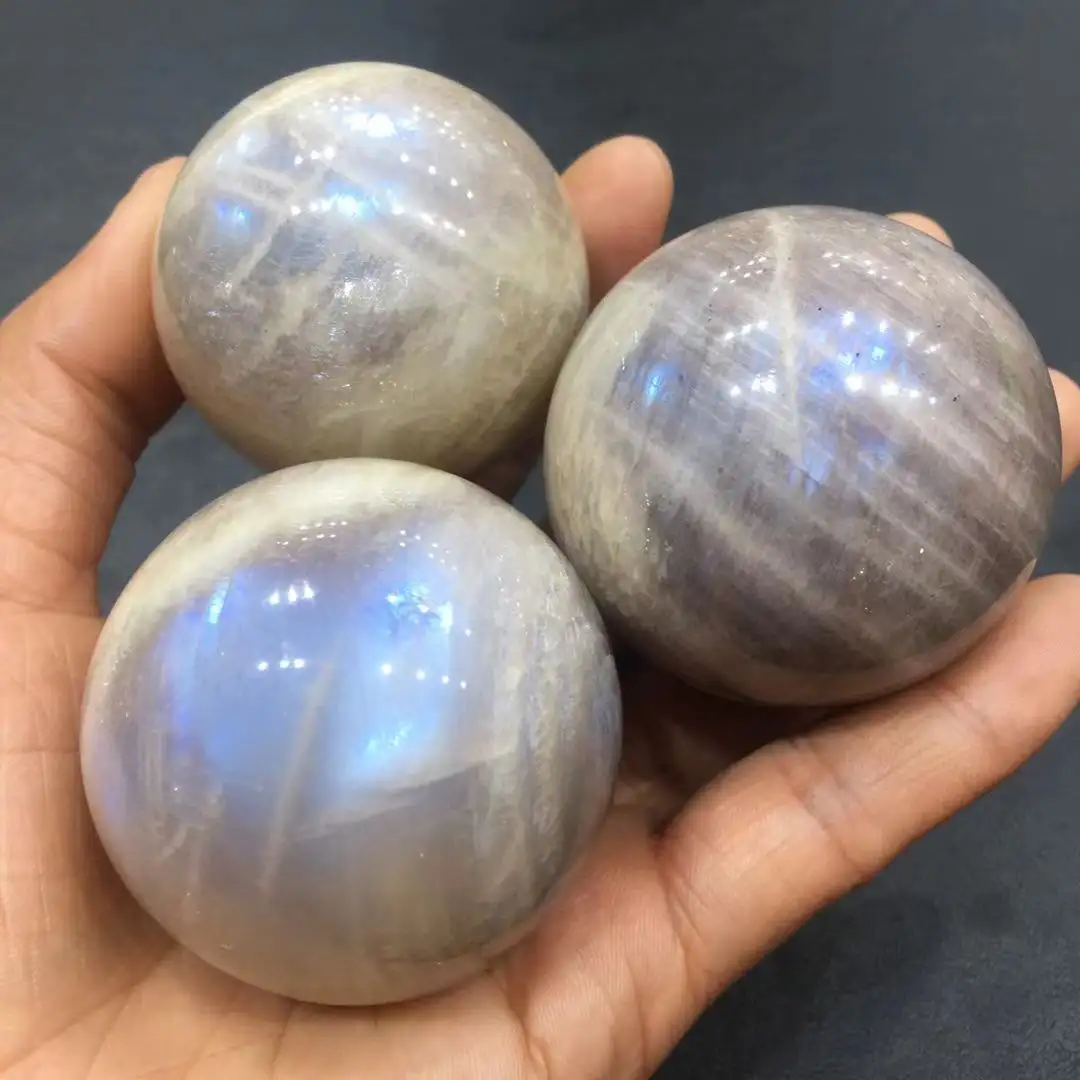 Wholesale Price Natural Healing Crystals Moonstone Quartz Blue Flash Moonstone Crystal Sphere For Healing