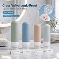Ensemble de 18 flacons de voyage en silicone et accessoires, contenants de toilette rechargeables de 90 ml et pochette transparente pour le voyage