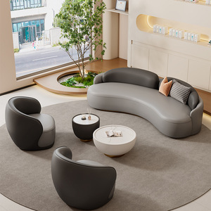 Set di Divani Letto Reclinabili in Pelle Curva, Arredamento Modulare per Ufficio, Sale Riunioni, Hotel, Saloni di Bellezza, Appartamenti, Ville e Aree di Ricevimento - Product Image 1