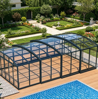 Véranda électrique pliante sur mesure conforme aux réglementations de construction et à la norme de la norme CE, avec des portes coulissantes en verre mobiles