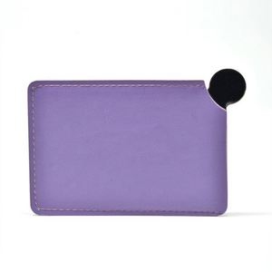 Miroir de maquillage incassable en acier inoxydable format carte de crédit avec étui en cuir, miroir de poche de marque pour cadeau publicitaire - Product Image 4
