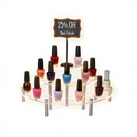 Présentoir vertical portable en acrylique LED personnalisé pour maquillage, parfums, cosmétiques, ou support à cupcakes à 3 niveaux