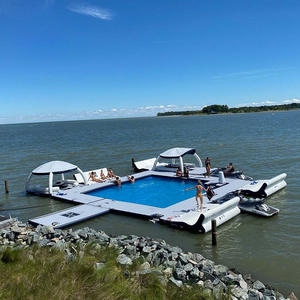 Verano relajante inflable sofá <span class=keywords><strong>lago</strong></span> tumbona flotante <span class=keywords><strong>Cabanas</strong></span> plataforma de muelle flotante con tienda Aqua Party Bana para la venta - Product Image 5