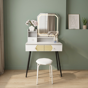 Modern Makeup <b>Vanity</b> Table With <b>Lighted</b> Mirror Storage Desk For Bedroom Furniture - Product Image 3