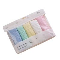 Cotton Muslin Baby Towel Small Six-Layer Solid Color Edge Wrapping Burp Cloth Infant Face Towel Baby Drool Bib