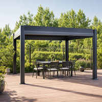 Pergola à lames orientables en aluminium, étanche et silencieuse, avec rideaux et écrans, pour bord de piscine, taille personnalisée