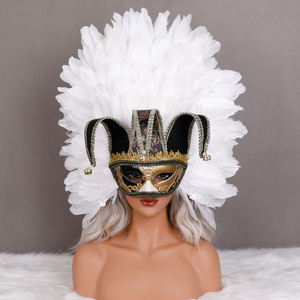 Luxuriöse Italienische Feder-Maskerade-Kostüm Hypoallergene Muschel-Maske M010 für Erwachsene Unisex für Opern-Gale mit Huayi-Marke Auf Lager - Product Image 6