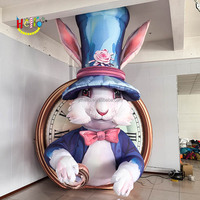 Lapin gonflable de lapin de personnage de dessin animé gonflable de décoration de fête du pays des merveilles avec l'horloge