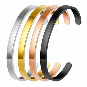 Diskon besar Gelang Bangle sederhana klasik gelang besi tahan karat 6MM Tipe C gelang terbuka untuk pria wanita - Product Image 1