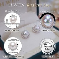 Pendientes de Perlas Edison Blancas Redondas al por Mayor, 10mm, Tipo Girasol, Hipoalergénicos, Elegantes para Mujer Ejecutiva, Regalo OEM