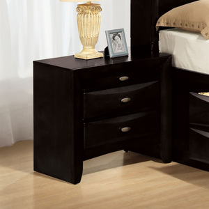 <b>Queen</b> <b>Size</b> Adjustable Convertible Modern Soft <b>Bed</b> 2x Nightstands Headboard Bookcase Black Color 3pc Set Bedroom Furniture - Product Image 3
