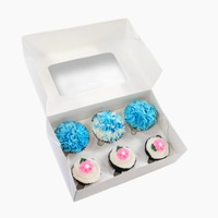 Usine personnalisée papier artisanal de qualité alimentaire 6 trous boîtes à cupcakes papier kraft fenêtre transparente nourriture à emporter Cupcake beignet boîte-cadeau