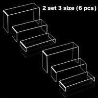 Fixwal 6pcs 2 Set Acrylique Risers Présentoir Transparent Acrylique Stand Gâteau Restauration Fournitures Buffet Dessert Table Parfum Plus