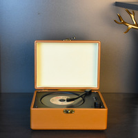 Tourne-disque vinyle portable vintage multifonction rétro BT LP avec haut-parleur sans fil