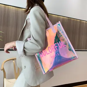 Wholesale Modern Luxury Custom Logo Travel Transparent Laser Pvc Cosmetic Makeup Bag