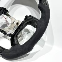 Volant de voiture sport en cuir suédé noir personnalisé en fibre de carbone avec LED et vibrations, style sportif, Plug+Play, garantie 2 ans
