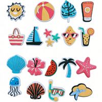 Breloques de chaussures en PVC pour l'été et la plage, décorations pour sabots thème vacances tropicales et océan, durables, tendance, confortables, couleur et taille personnalisables, motif fleur