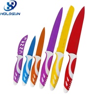 Ensemble de couteaux de cuisine Yangjiang personnalisés 7 pièces, entièrement colorés, antiadhésifs, en acier inoxydable, comprenant un couteau de chef, un couteau à pain, un couteau à découper, un couteau à éplucher