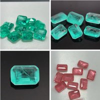 Pierre précieuse synthétique en verre de cristal taillée en octogone 5A, couleur vert Paraiba, taillée à la machine, pierre fusionnée