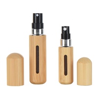 Vente en gros de mini flacons pulvérisateurs vides en bambou de 5 ml et 8 ml, atomiseurs de parfum portables de poche, gravure personnalisée, écologiques, recharge par le bas