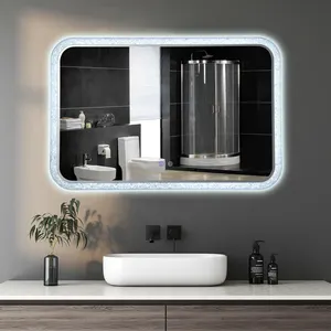 Nueva moda sin marco LED espejo de baño inalámbrico decoración moderna para el hogar con función de sensor táctil Bluetooth e interruptor de luz