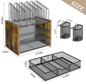 4-Tier nhà văn phòng lưới bàn tổ chức bằng gỗ Bàn tập tin tổ chức Máy tính để bàn tổ chức với ngăn kéo - Product Image 3