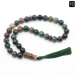 Cuentas de Piedra de Ágata Natural, Cuentas de Oración Musulmana, Forma de Bola Clásica con Borla Espaciadora, Regalos Religiosos del Islam, Venta Al por Mayor, 33 Unidades - Product Image 2