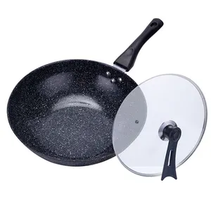 De gros non bâton wok vente-Amazon Offre Spéciale maifan pierre poêle antiadhésive moins grasse fumée cuisinière à induction gaz approprié pour wok fer pan pan