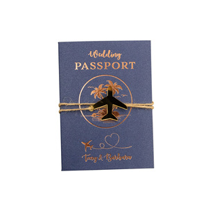 Thème de voyage carte <span class=keywords><strong>d</strong></span>'embarquement passeport Anime amour Invitations de mariage imprimables papier UV Destination modèle <span class=keywords><strong>d</strong></span>'invitation de mariage - Product Image 5