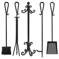 5 pièces ensemble d'outils de cheminée ensemble d'outils de bois de chauffage intérieur en fonte ensemble et support accessoires de cheminée extérieure ensemble outils de cheminée