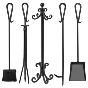 Juego de herramientas para chimenea de 5 piezas, juego de herramientas de leña para interiores de hierro fundido y soporte, juego de accesorios para chimenea al aire libre, herramientas para chimenea - Product Image 6