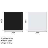 Papan Display PVC Reflektif Hitam Putih 30x30cm, Latar Belakang Fotografi Produk Meja, Hasil Akhir Matte Flat
