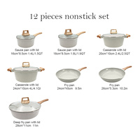 OEM Sanlang – Ensemble de 12 ustensiles de cuisson antiadhésifs en fonte d'aluminium robuste, casseroles et poêles, batterie de cuisine, faitouts, poêle à frire