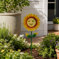 Lampes solaires décoratives LED en forme de tournesol avec visage souriant, étanches IP65, à intensité variable, pour allées de jardin, cour et patio