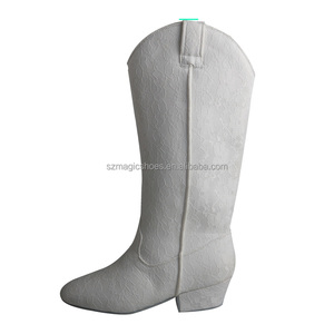 Botas de marfil de encaje personalizadas para mujer, botas de baile de tacón <span class=keywords><strong>cubano</strong></span>, suela de gamuza para boda - Product Image 1