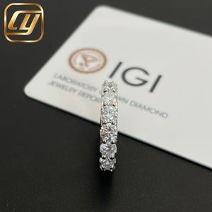 Fine Jewelry Round Brilliant Diamond 4MM IGI Certified 925 Sterling Silver Wedding Band <b>Ring</b> VS Clarity Lab Grown Diamond - Product Image 2