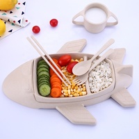 Assiette à dîner pour bébé, nouveau Design en forme d'avion, micro-ondes, Logo personnalisé en paille de blé, pour enfants, 2023