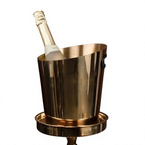 Seau à glace doré de style français en acier inoxydable, refroidisseur à vin, designs personnalisables, qualité alimentaire, seau à glace de luxe pour mariages et fêtes - Product Image 1