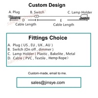 Portalámparas E26 CUL/ E27 VDE SAA CE, Cable Eléctrico, Juego de Cables para Lámpara Colgante con Interruptor de Atenuación y Enchufe Europeo