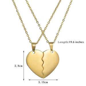 قلادة على شكل قلب مكسور عصرية من الفولاذ المقاوم للصدأ مجوهرات زوجين قلادات هدية - Product Image 3