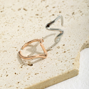 Geometric Wave Pattern <b>Ring</b> <b>Adjustable</b> Open Back Unisex Fashion Jewelry Gift - Product Image 1